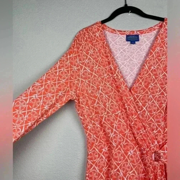 PENDLETON Women's Medium Orange Faux Wrap Print Long Sleeve Modal Cotton Knit - Picture 6 of 14